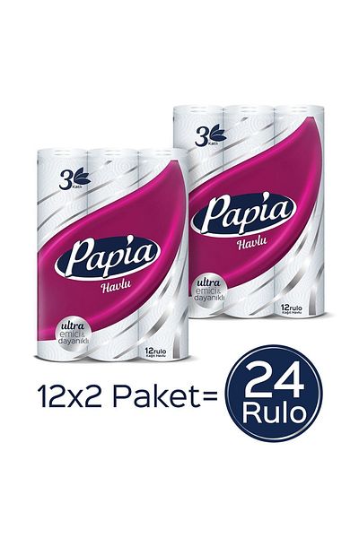Papia Paper Towel 24 Rolls (12 ROLLS X 2 PACK)