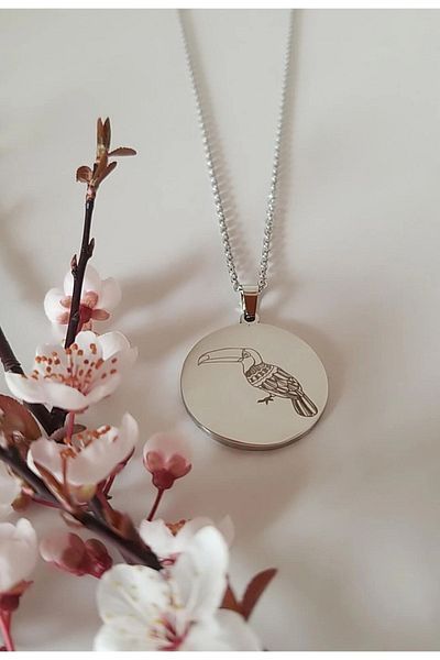 Anatolia Toucan Bird and Number Sequin Necklace