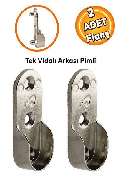 Badem10 Boru Askı Flanşı Oval Dolap Içi Borusu Sabitleme Kıyafet Elbise Askı Aparatı Krom 45 Mm (2 ADET)
