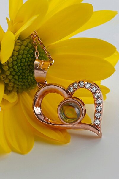 Silvano Jewelry 925 Ayar Gümüş 100 Dilde Seni Seviyorum Yazılı Projektör Kolye