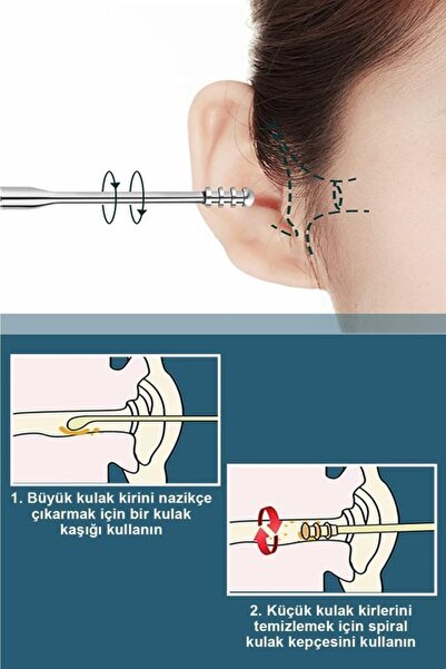 MUJGAN Kulak Temizleyici Çelik Paslanmaz 6'lı Set