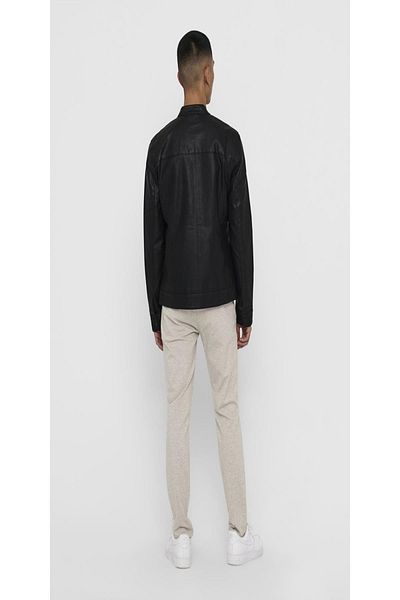 Only & Sons 22012339 Δερμάτινο παλτό με όρθια ώμους Judge Collar 2 τσέπες με φερμουάρ μπροστά
