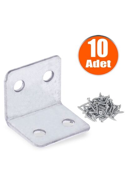 Badem10 Mobilya Eşya Dolap Deprem Sabitleyici Köşebent Bağlantı Aparatı L Demiri Gönye 25x25x30 Mm 10 Adet