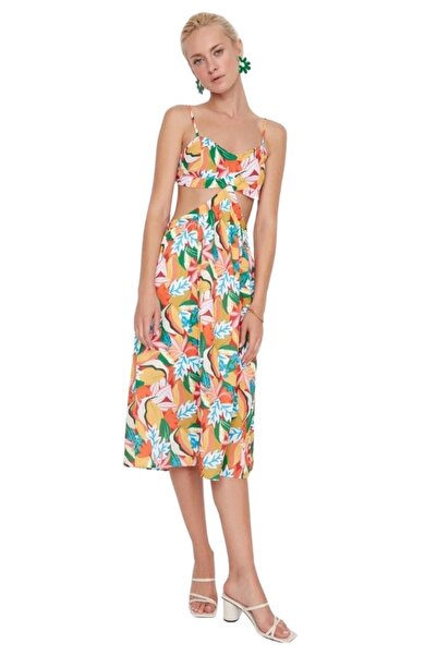 Cassime Πορτοκαλί λουράκι γυναικείο φόρεμα για πάρτι - Λεπτομερές σχέδιο