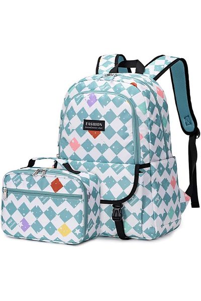 Go Veform Set de 2 genți de școală pentru fete - rucsac cu cutie de prânz și compartiment pentru laptop albastru OSÇ2203-2