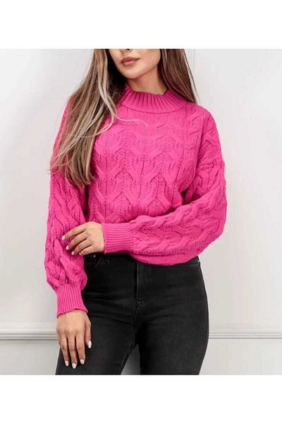 Bracha Jumătate de gât țesut - Pulover confortabil din tricotaj cu model jacquard