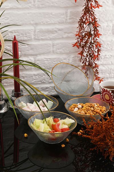 ANGDESİGN AngDesign Esila 6 قطع قطع تقديم زجاجية ذهبية مذهبة - 14 سم