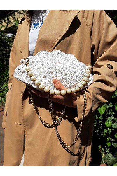 Tisse Inci Saplı Örgü Midye Çanta