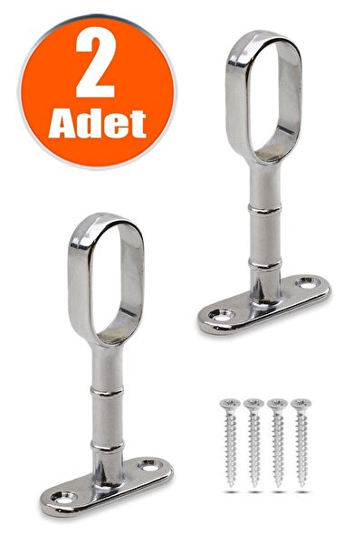 Badem10 Boru Askı Flanşı Açık Ağız Oval Dolap Içi Gardırop Elbise Askı Borusu Aparatı Boru Tutucu (2 ADET)