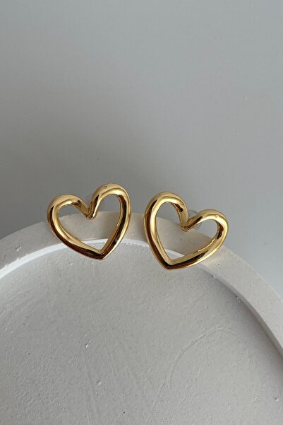 Lavian Accessories Gold Minimal Kalp Küpe