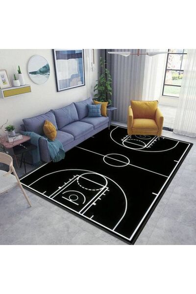 Mondblack Siyah Basketbol Saha Çocuk Oyun Halısı Kaymaz Makinede Yıkanabilir ...