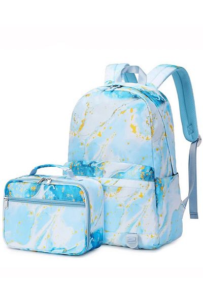 Go Veform Set de 2 genți de școală albastre pentru fete - Rucsac cu compartimente pentru nutriție și laptop OSÇ2205-2
