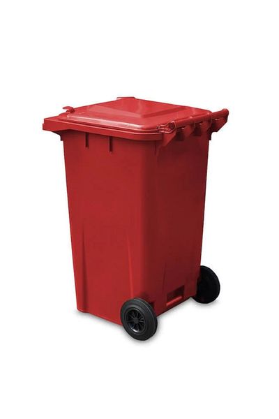 MCK Plus 240 Liter Red Plastic Garbage Container Set - Heat Resistant Brushed Material