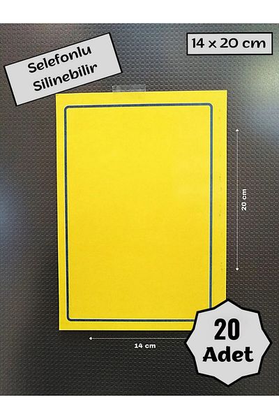 Özfiliz Mağaza Ekipmanları 20 Pcs. Yellow Erasable Cellophane Label Paper