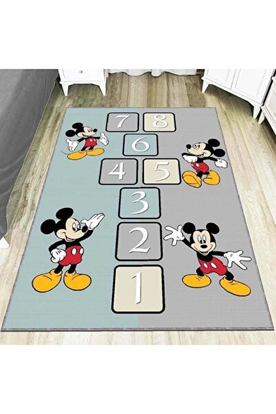 Mondblack Mickey Mouse Seksek Çocuk Oyun Halısı Kaymaz Makinede Yıkanabilir Ç...
