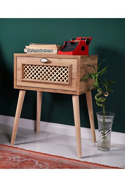 Sef moda Mdf’lam Yatak Başı Başucu Çam Çerçeveli Komodin