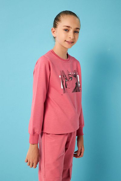 Perendi City Of Printed Girl's Sweatshirt Dusty Rose