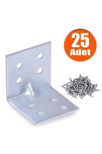 Badem10 Mobilya Eşya Dolap Deprem Sabitleyici Köşebent Bağlantı Aparatı L Demiri Gönye 40x40x40 Mm 25 Adet