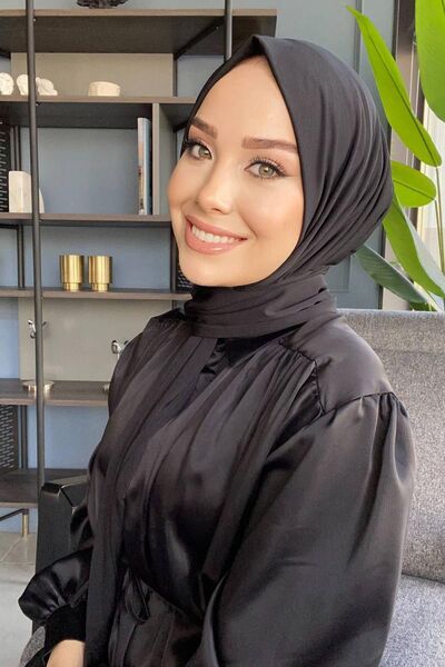 SAYRA Shawl Black Imported Fabric Snap Fastener Shawl Syr002