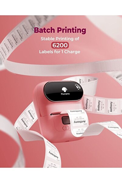 Phomemo M110 Etiket Makinesi Kablosuz Taşınabilir Pembe Android, Ios Ve Pc Uyumlu, Türkiye Garantili