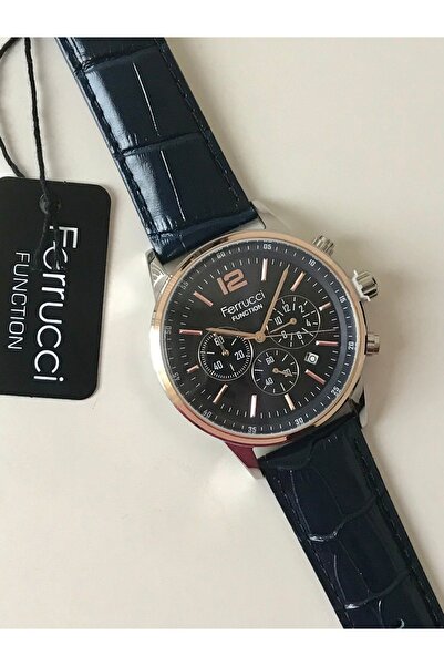 Ferrucci SİYAH Renk Çelik Kordon 3 Atm Su Geçirmez Fonksiyonlu 2 Yıl Garantil...