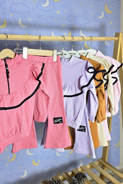 ABİYEKİDS Spanish Leg Collar Detailed Kindergarten Preschool Nursery Dust Pink Children's Set Aby169