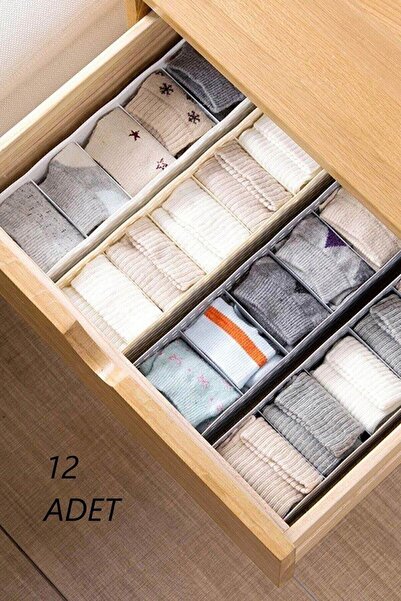 AXE HOME 12 Adet 5 Gözlü Çekmece Içi Çorap Düzenleyici