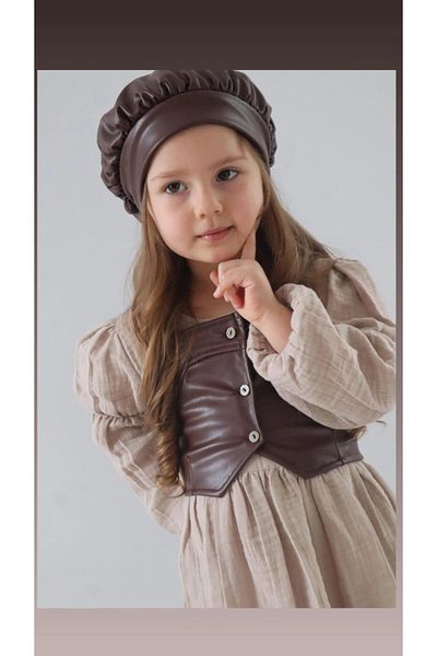 meqlife 2024-2025 Beige Colored Girl's Special Production Dress with Vest and Hat