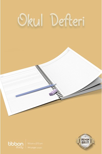 Tibbon Study Defter Spiralli 2'li Set Çizgili(Turuncu)