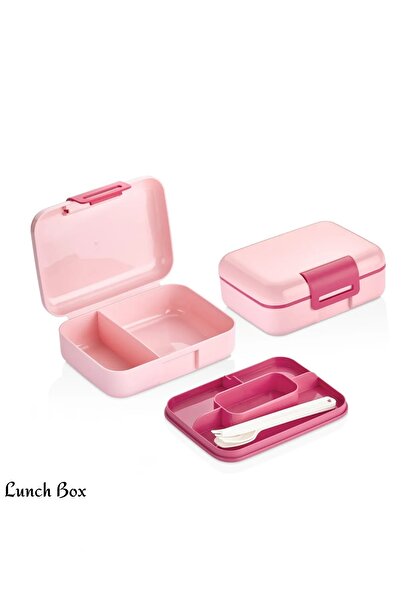 Bayev Pembe Kendinden Kaşıklı 5 Bölmeli 2 Katlı Beslenme Kutusu Okul Beslenme...