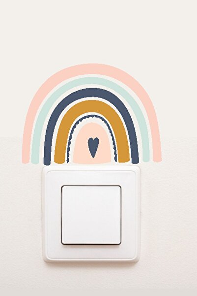 MSticker Sevimli Priz Sticker - Kalpli Gökkuşağı