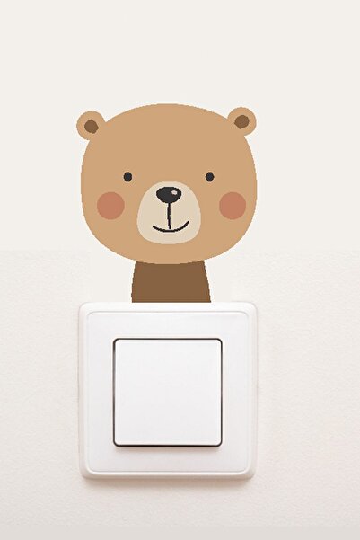 MSticker Sevimli Priz Sticker - Kahve Ayıcık