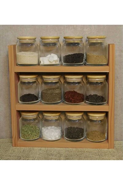 ZMB حامل رف توابل خشبي، منظم سطح الطاولة، رف خشبي (الصنوبر الطبيعي)