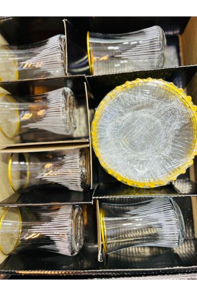 abdeckfolie 12 Parça Gold Çay Seti Kesmeli