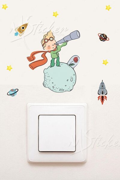 MSticker Küçük Prens Priz Sticker, Çocuk Bebek Odası Duvar Priz Üstü Dolap Kitap Sticker
