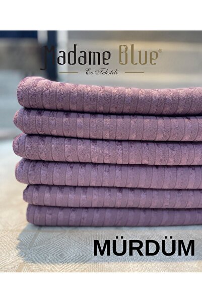 Madame Blue Bambu Çizgili Süngerli Kadife Kaymaz Çekyat Koltuk Örtüsü 170x210 cm