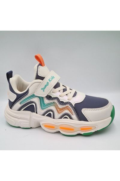 Jump Beige Navy Blue Boy's Sneakers - 3198 Model Sports Shoes