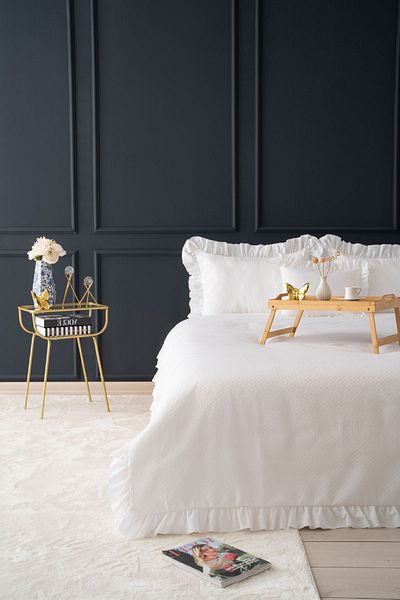 Odamoda White Single Eva Bedspread Set - Cotton and Ruffled, Stylish Box and Pack