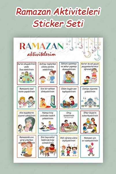 MSticker Ramazana Özel Etkinlik Panosu, Sticker Pano ve Yıldızlardan Oluşan Çocuklar İçin Ramazan Etkinlikler