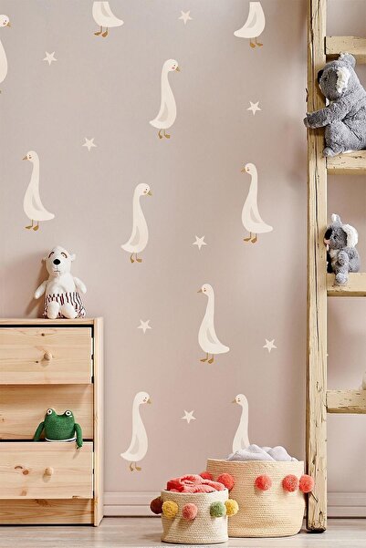 MSticker مجموعة ملصقات حائط زجاجية لغرفة الأطفال بتصميم البط والنجوم اللطيفة