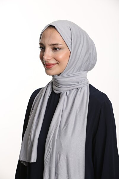Tesettür World Gray Lycra Women's Combed Cotton Shawl