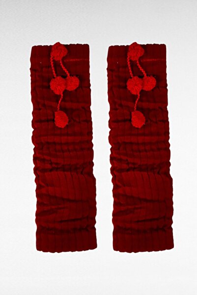 ZEYZEY MONKEY Red Knitted Pompom Leggings Aerobic Ballerina Dance Boots Socks