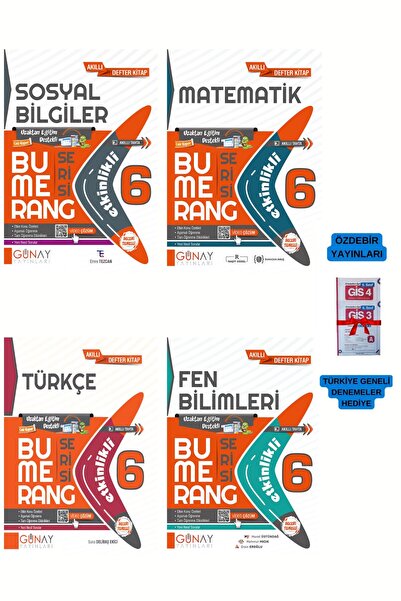 Günay Yayınları 2026 YENİ Baskı 6.Sınıf Türkçe-Matematik-Fen-Sosyal Bumerang ...