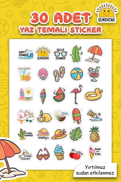 MSticker Set od 30 ljetnih vodootpornih nalepnica - Nalepnice za odmor na plaži