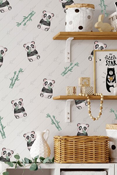 MSticker Set de autocolante cu panda și bamburi drăguțe, autocolant pentru camera bebelușului pentru copii
