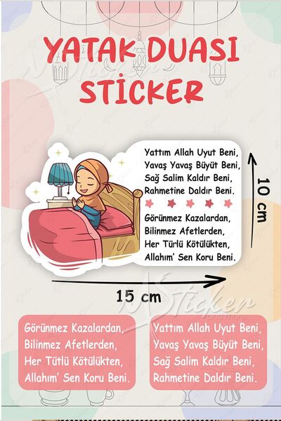 MSticker Uyku Duası Kız Çocuklu Uyku Öncesi Yatak Duası Cam Duvar Kapı Sticke...