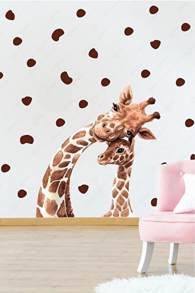 MSticker Set de autocolante pentru camera bebelușului pentru copii drăguț de familie de girafe, girafe și buline