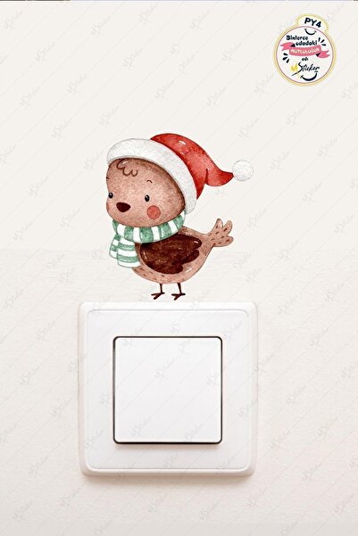 MSticker Yeni Yıl Sevimli Kış Kuşu Priz Sticker - Yılbaşı Stickerı