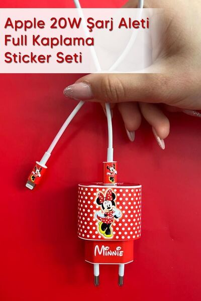 MSticker Iphone 20w Uyumlu Şarj Aleti Kaplaması - Minnie Temalı Full Sarj Ale...