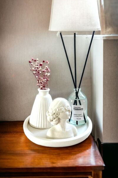 ALLEZA HOME Dekoratif Konik Vazo Fresh Soft Oda Kokusu Kadın Büst Standlı Set